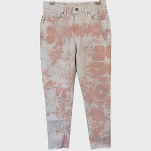 Levi's 721 High-Rise Skinny Ankle Jeans Women's 30 White & Pink Tie-Dye Denim